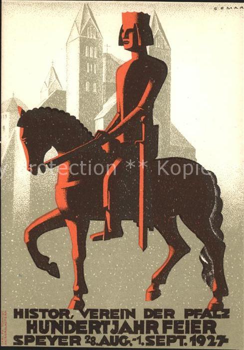 Speyer Rhein Hunderjahrfeier Histor Verein der Pfalz Kuenstkarte
