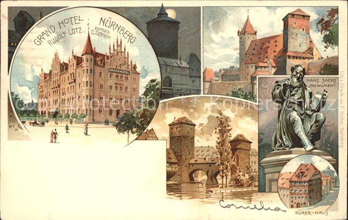 Nuernberg Grandhotel Rudolf Lotz Hans Sachs-Monument Henkersteg Duerer-Haus