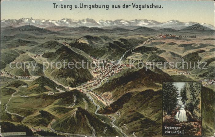 Triberg Schwarzwald Panoramakarte Wasserfall Alpen