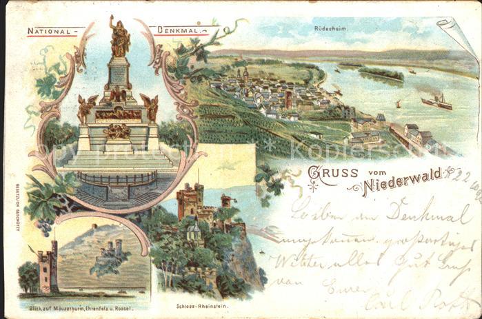 Niederwalddenkmal Ruedesheim Rhein Schloss Rheinstein Maeuseturm