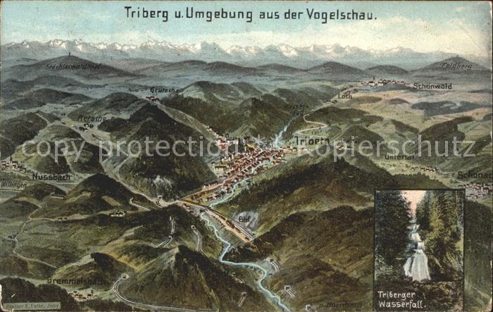 Triberg Schwarzwald Panoramakarte Alpen Wasserfall