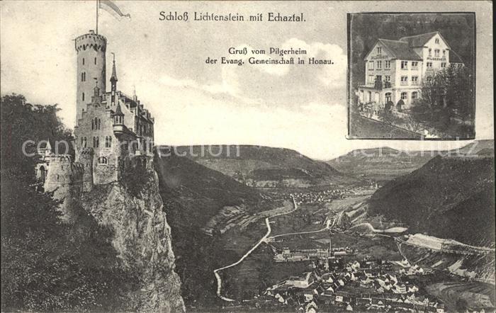 Honau Lichtenstein Schloss Lichtenstein mit Echaztal Pilgerheim