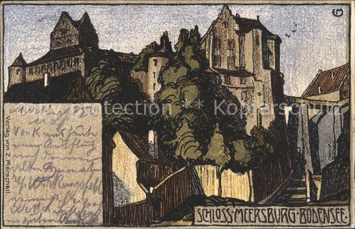 Meersburg Bodensee Schloss Kuenstlerkarte