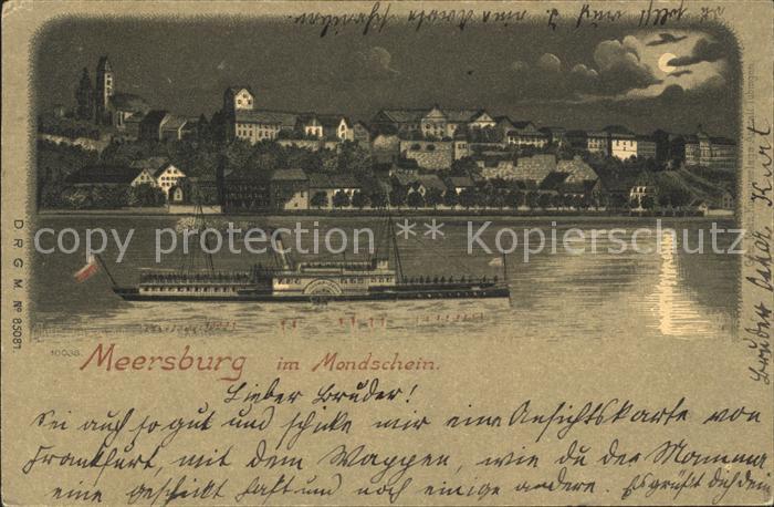 Meersburg Bodensee Seepromenade Dampfer bei Nacht