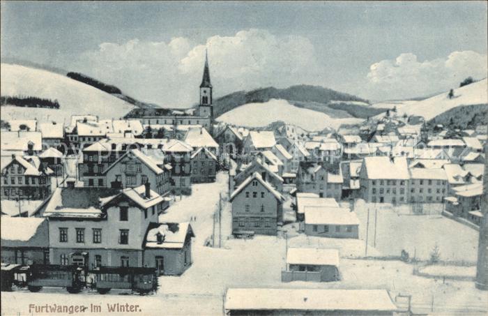 Furtwangen im Winter Kuenstlerkarte Strassenbahn
