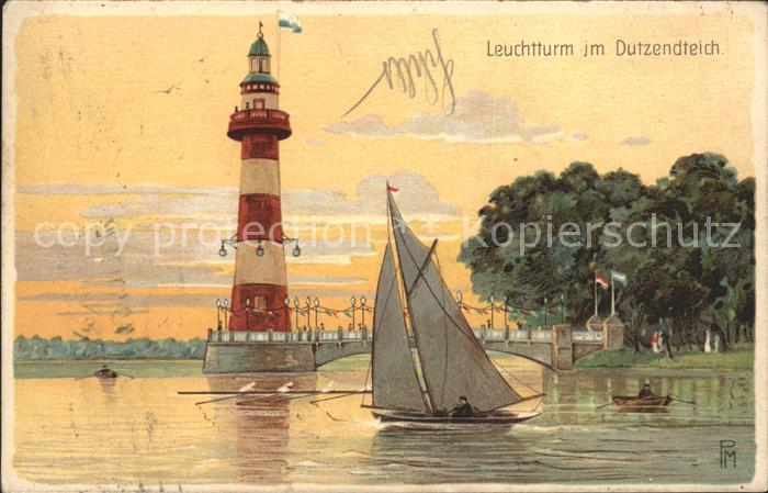 Nuernberg Leuchtturm im Dutzendteich Kuenstlerkarte