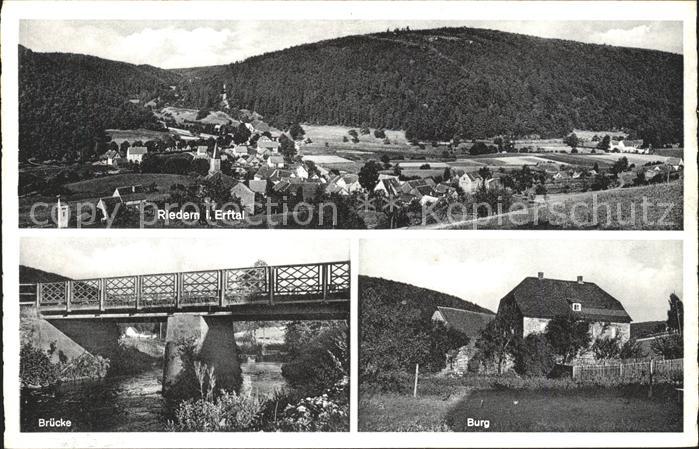 Riedern Unterfranken Panorama Erftal Bruecke Burg
