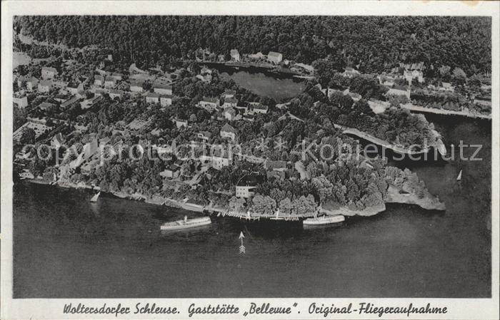 Woltersdorf Erkner Schleuse Gaststaette Bellevue Fliegeraufnahme