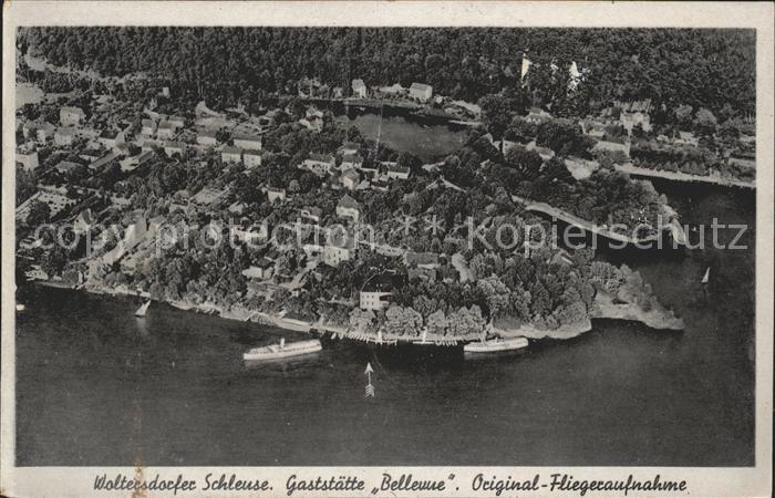 Woltersdorf Erkner Schleuse Gaststaette Bellevue Fliegeraufnahme