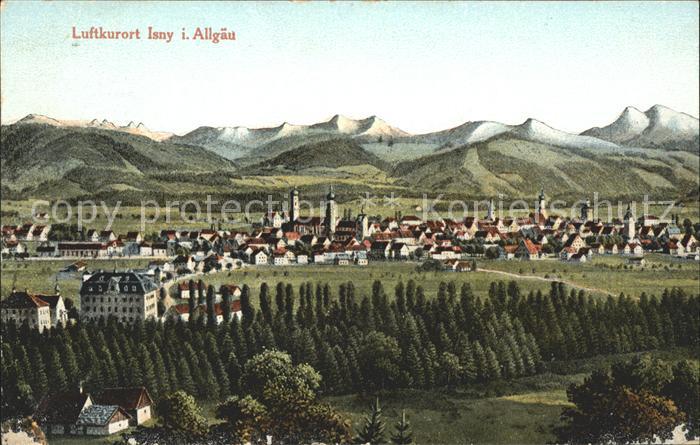 Isny Allgaeu Gesamtansicht mit Alpenpanorama