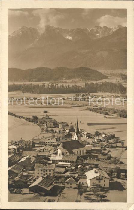 Koessen Tirol Gesamtansicht mit Alpenpanorama