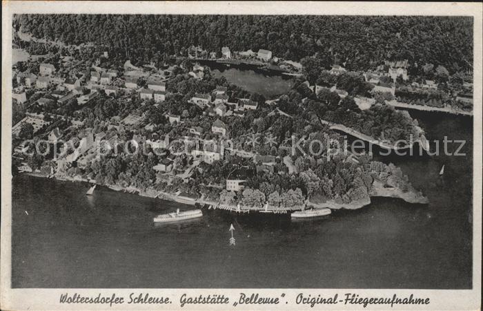 Woltersdorf Erkner Schleuse Gaststaette Bellevue Fliegeraufnahme