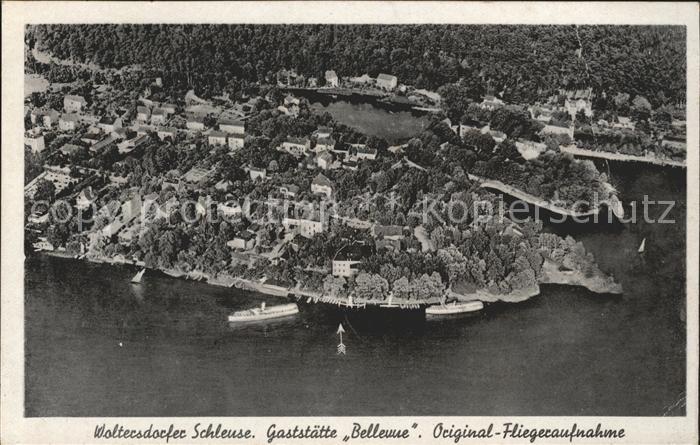 Woltersdorf Erkner Schleuse Gaststaette Bellevue Fliegeraufnahme