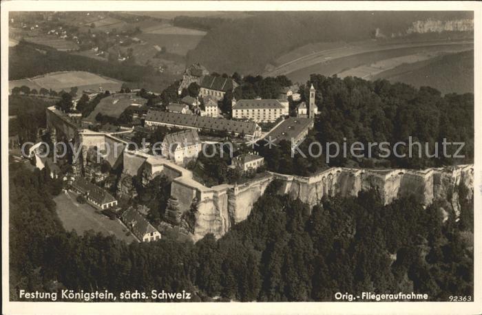 Koenigstein Saechsische Schweiz Festung Fliegeraufnahme