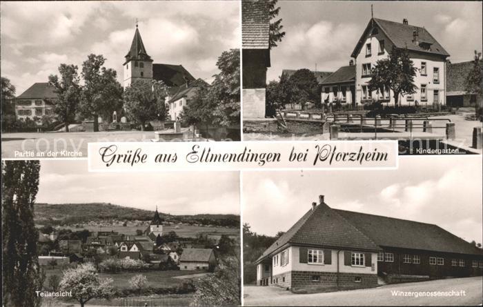 Ellmendingen Kirche Kindergarten Teilansicht Winzergenossenschaft