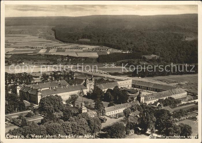 Corvey ehemalige Benediktiner Abteil Fliegeraufnahme