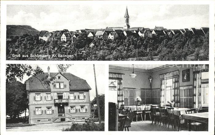 Schoemberg-Schoerzingen Ortsansicht mit Kirche Gasthaus zum Plettenberg