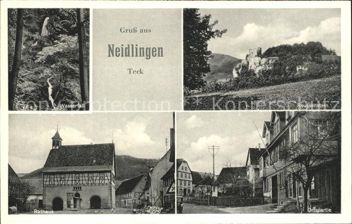 Neidlingen Esslingen Rathaus Ortspartie Wasserfall Burgruine Reussenstein