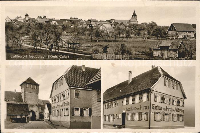 Neubulach Ortsansicht mit Kirche Luftkurort Gasthaus zum Hirsch