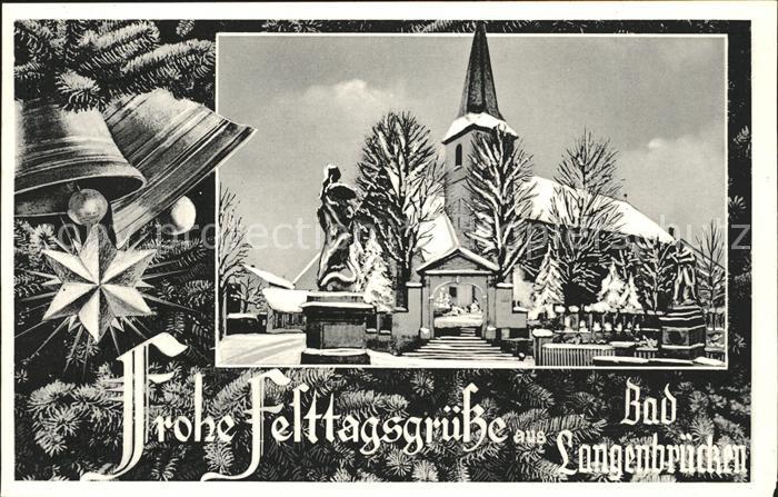 Bad Langenbruecken Bad Schoenborn Weihnachtskarte Glocken Christbaumschmuck Kirc