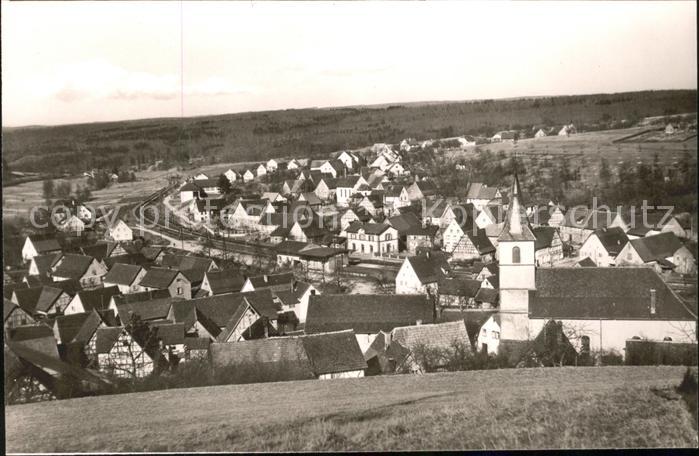 Auerbach Karlsruhe Ortsansicht mit Kirche