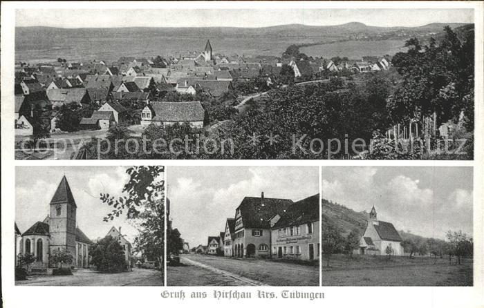 Hirschau Tuebingen Gesamtansicht Kirche Strassenpartie