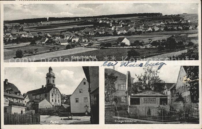 Kleinrinderfeld Gesamtansicht Partie an der Kirche Kriegerdenkmal