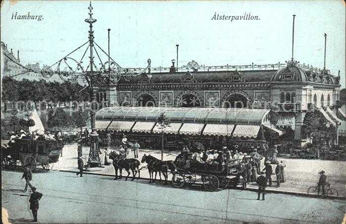 Hamburg Alsterpavillon Pferdekutschen