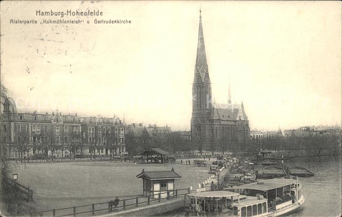 Hohenfelde Hamburg Alsterpartie Kuhmuehlenteich Gertrudenkirche
