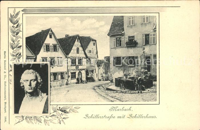 Marbach Neckar Schillerstrasse mit Schillerhaus Bueste