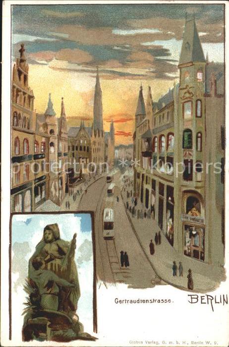 Berlin Getraudenstrasse Kuenstlerkarte Strassenbahn