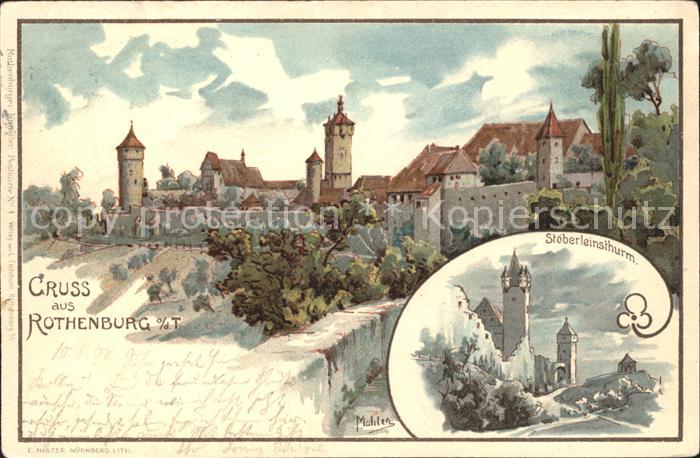 Rothenburg Tauber Kuenstlerkarte Stoeberleinsthurm