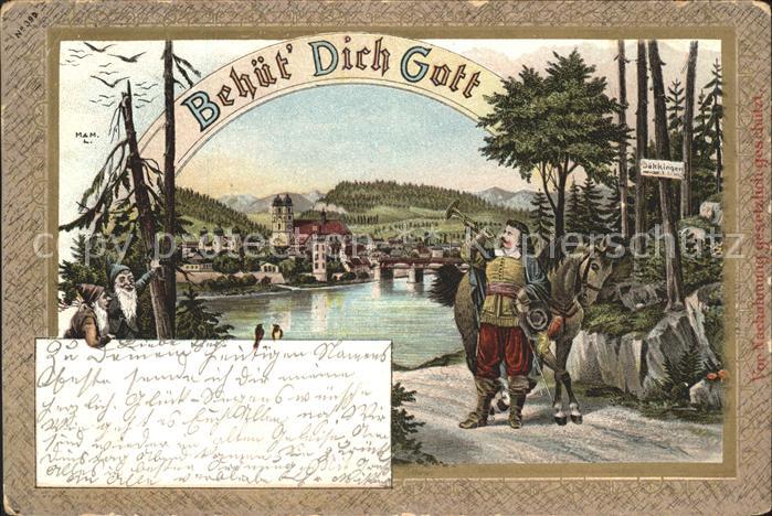 Bad Saeckingen Reiter mit Trompete am Rhein