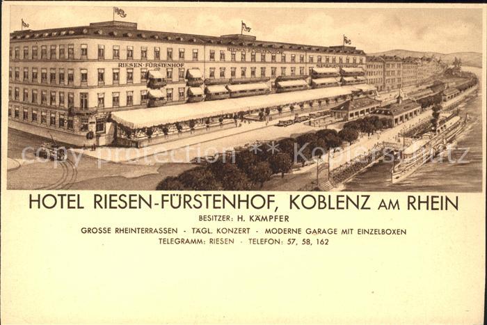 Koblenz Rhein Hotel Riesen-Fuerstenhof H. Kaempfer