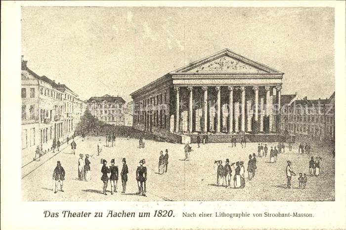 Aachen Lithographie um 1820 Theater