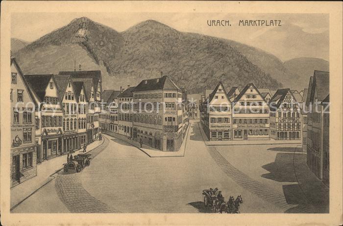Urach bad Marktplatz Auto Kuenstlerkarte