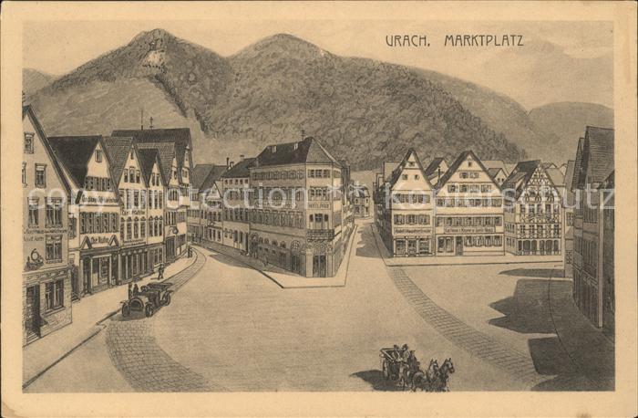 Urach Bad Marktplatz Auto Kuenstlerkarte