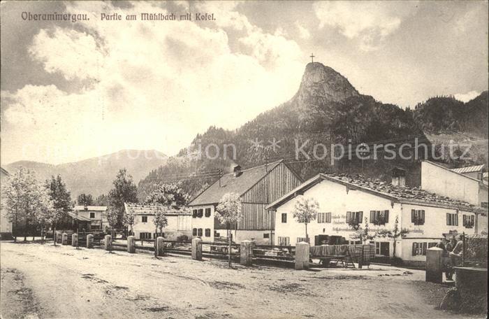 Oberammergau Partie am Muehlbach mit Kofel