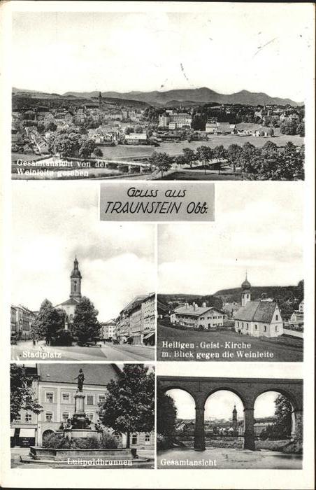 Traunstein Oberbayern Stadtplatz Heiligen-Geist-Kirche m. Blick gegen die Weinle
