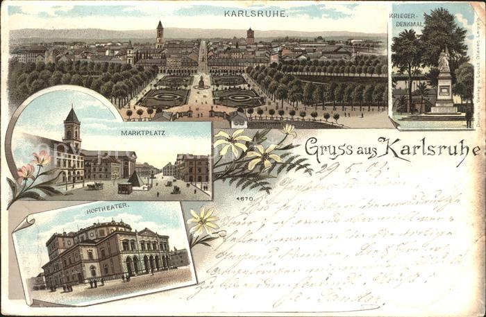 Karlsruhe Baden Marktplatz Krieger-Denkmal Hoftheater