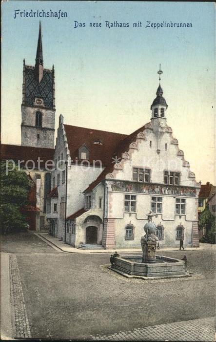 Friedrichshafen Bodensee Das neue Rathaus mit Zeppelinbrunnen