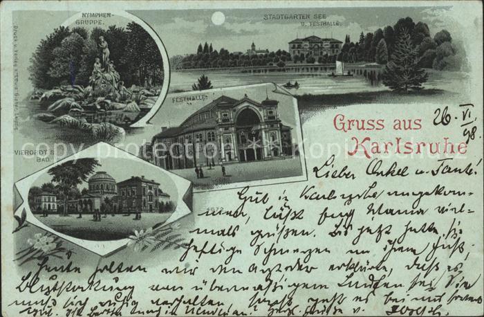 Karlsruhe Baden Festhalle Stadtgarten See Nymphen-Gurppe Vierordt's Bad