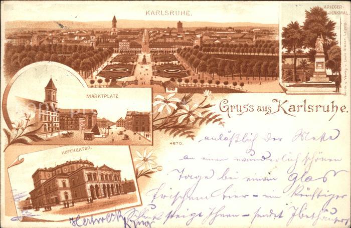 Karlsruhe Baden Marktplatz Hoftheater Krieger Denkmal