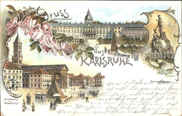 Karlsruhe Baden Residenzschloss Marktplatz Stadtkirche Nymphengruppe