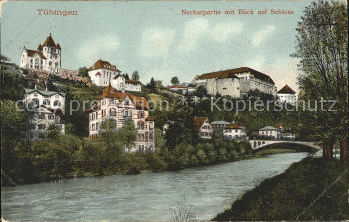 Tuebingen Neckarpartie mit Blick auf Schloss