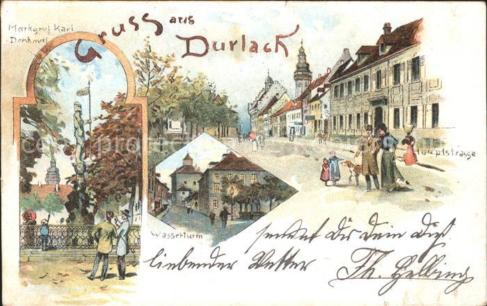 Durlach Markgraf Kari Denkmal Hauptstrasse Wasserturm