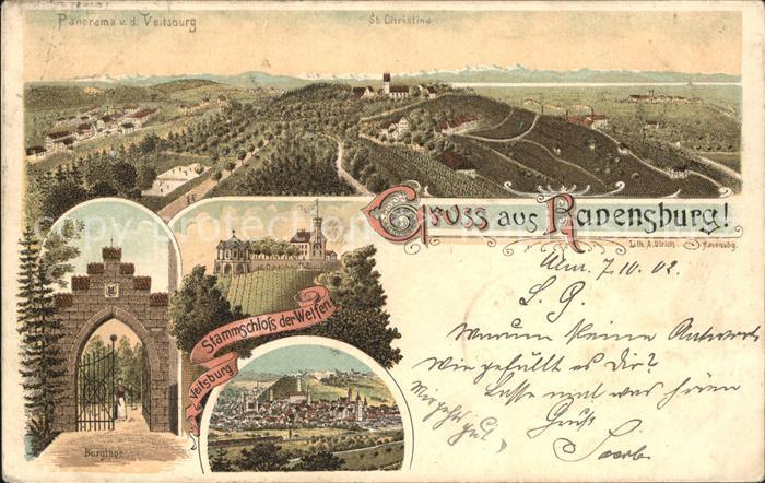 Ravensburg Wuerttemberg Panorama Veitsburg St. Christina Burgthor