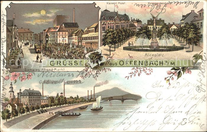 Offenbach Main Kaiser Post Kriegerdenkmal Samstag Abend Markt Aliceplatz