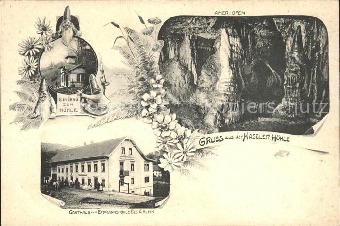 Hasel Baden Hasler Hoehle BW Eingang zur Hoehle Amer. Ofen Gasthaus Erdmannshoeh