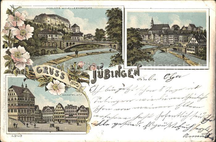 Tuebingen Schloss Alleenbruecke Marktplatz